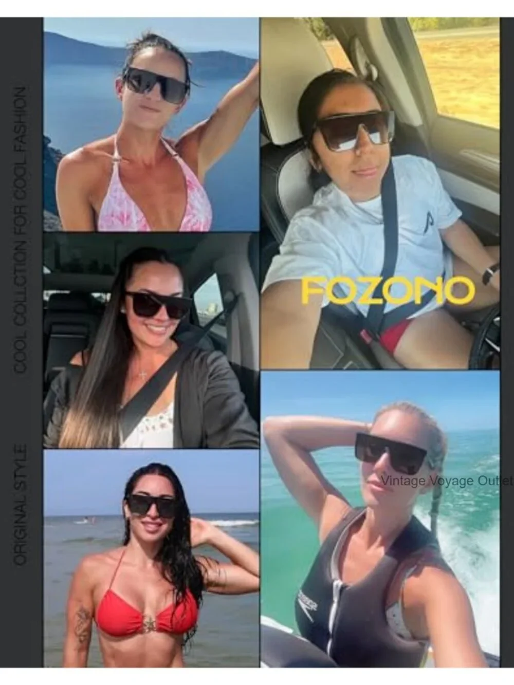 Oversized Square Sunglasses Retro Flat Top Shield UV Protection